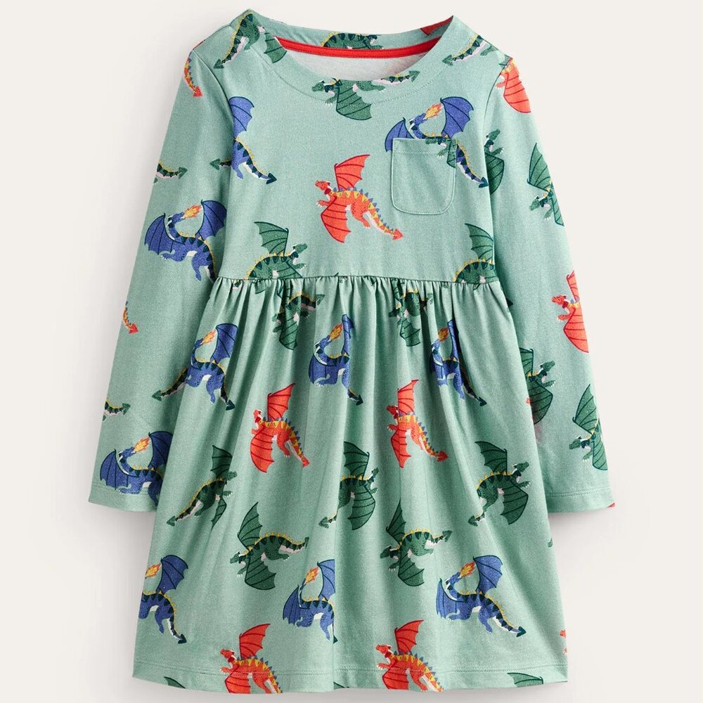 NWT Mini Boden Long Sleeve Fun Jersey Dress